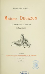 Cover of: Madame Dugazon de la Comédie-Italienne, 1755-1821