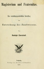 Cover of: Magisterium und Fraternitas by Eberstadt, Rudolph