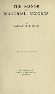 Cover of: The manor and monorial records by Nathaniel J. Hone