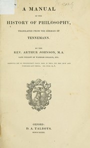 Cover of: Manual of the history of philosophy