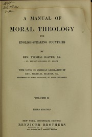 Cover of: A manual of moral theology for English-speaking countries by Thomas Slater