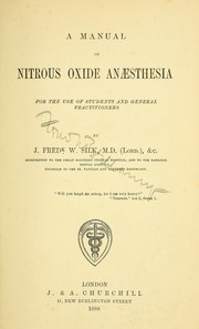 Cover of: A manual of nitrous oxide anaesthesia for the use of students and general practitioners