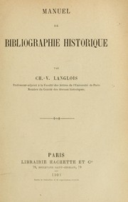 Cover of: Manuel de bibliographie historique
