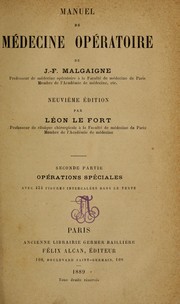 Cover of: Manuel de médecine opératoire