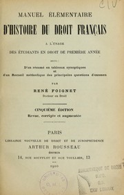 Cover of: Manuel élémentaire d'histoire du droit français