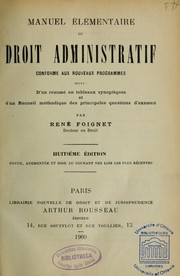 Cover of: Manuel élémentaire de droit administratif... by René Foignet