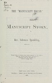 Cover of: The "Manuscript Found" by Solomon Spaulding