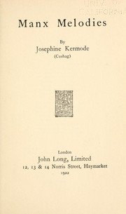 Front cover of Manx melodies by Josephine Kermode