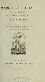 Cover of: Marguerite Chalis et la légende de Clotilde de Surville by Albin Mazon