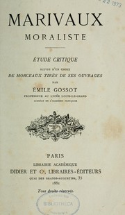 Cover of: Marivaux, moraliste by Émile Gossot