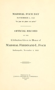 Cover of: Marshal Foch day, November 4, 1921 ...