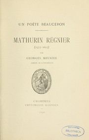 Cover of: Mathurin Régnier (1573-1613) by Georges Meunier