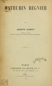 Cover of: Mathurin Regnier by Joseph Vianey