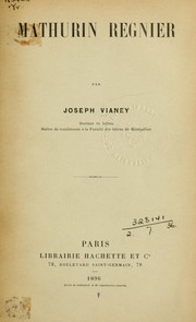 Cover of: Mathurin Regnier by Joseph Vianey, Joseph Vianey