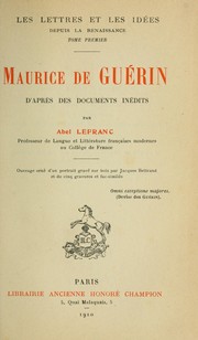 Cover of: Maurice de Guérin: d'après des documents inédits