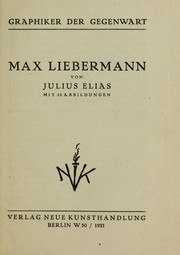 Cover of: Max Liebermann by Julius Elias