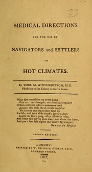 Cover of: Medical directions for the use of navigators and settlers in hot climates