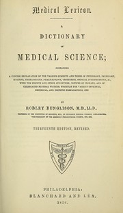 Cover of: Medical lexicon: a dictionary of medical science ...