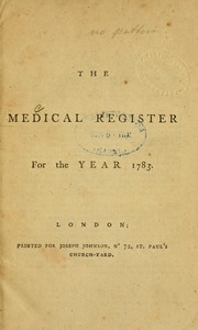 Cover of: The medical register for the year 1783 by 