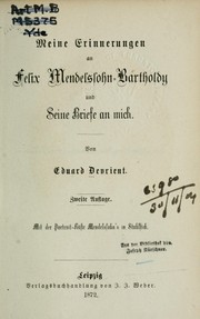 Cover of: Meine Erinnerungen an Felix Mendelssohn-Bartholdy und seine Briefe an mich