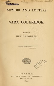 Cover of: Memoir and letters