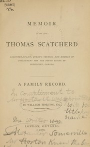Cover of Memoir of the late Thomas Scatcherd