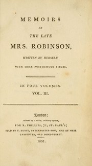 Cover of: Memoirs of the late Mrs. Robinson by Mary Robinson