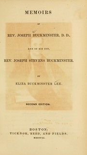 Cover of: Memoirs of Rev. Joseph Buckminster, D.D. by Eliza Buckminster Lee