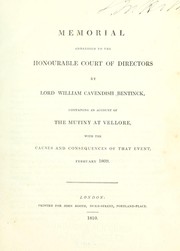 Cover of: Memorial addressed to the Honourable Court of directors