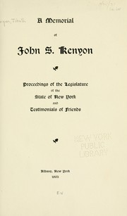 Cover of: A memorial of John S. Kenyon