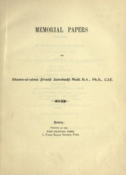 Cover of: Memorial papers by Modi, Jivanji Jamshedji
