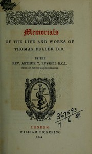 Cover of: Memorials of the life and works of Thomas Fuller, D.D.