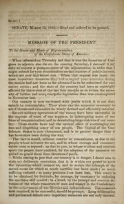 Cover of: Message of the President by Confederate States of America. President