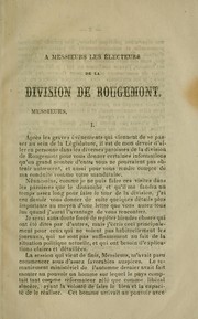 Cover of: À Messieurs les electeurs de la division de Rougement