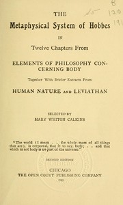 Cover of: The metaphysical system of Hobbes by Thomas Hobbes