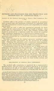 Methods and standards for the production and distribution of "certified milk" adopted by the American Association of Medical Milk Commissions, May 1, 1912 by American Association of Medical Milk Commissions., American Association of Medical Milk Commissions