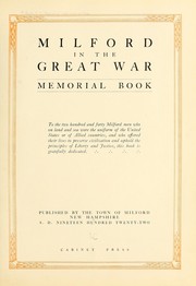 Cover of: Milford in the great war by Milford, N.H. Memorial book committee. [from old catalog]