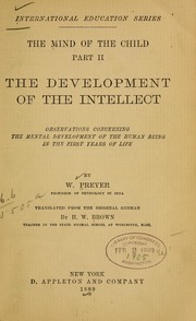 Cover of: The mind of the child by William T. Preyer, William T. Preyer