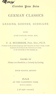 Cover of: Minna von Barnhelm, a comedy: Edited with English notes, etc. by C.A. Buchheim