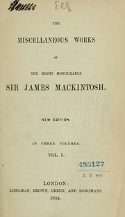 Cover of: Miscellaneous works | Mackintosh, James Sir