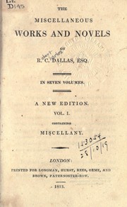 Cover of: Miscellaneous works and novels by Robert Charles Dallas
