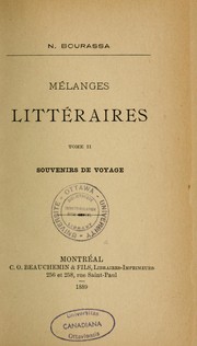 Cover of: Mélanges littéraires: tome II, Souvenirs de voyage