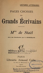 Cover of: Mme de Staël