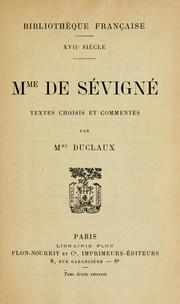 Cover of: Mmme de Sévigné by Marie de Rabutin-Chantal