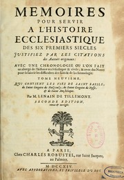 Cover of: Mémoires pour servir a l'histoire écclésiastique des six premiers siècles--