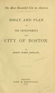 Cover of: The most beautiful city in America: essay and plan for the improvement of the city of Boston
