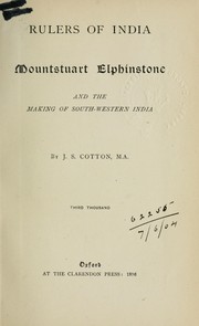 Cover of: Mountstuart Elphinstone, and the making of southwestern India