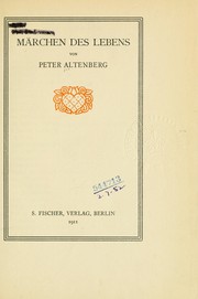 Cover of: Märchen des Lebens by Peter Altenberg