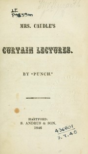 Cover of: Mrs. Caudle's curtain lectures