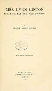 Cover of: Mrs. Lynn Linton by Layard, George Somes